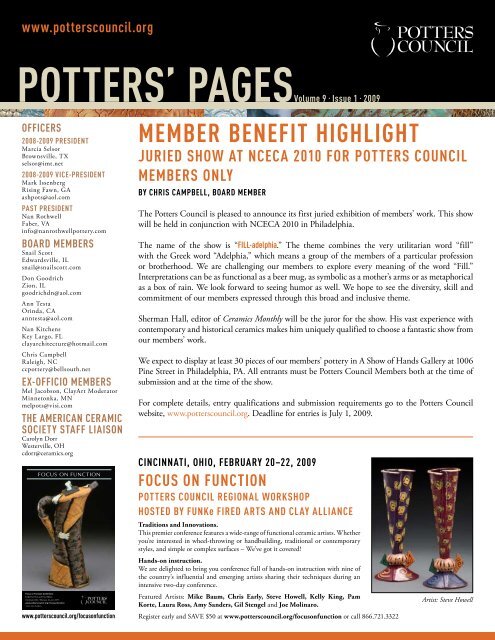 pOTTERs' pAgEsVolume 9 • Issue 1 • 2009 - Ceramic Arts Daily