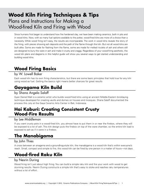 wood kiln firing techniques & tips techniques & tips - Ceramic Arts ...