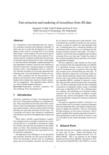 Fast extraction and rendering of isosurfaces from 4D data