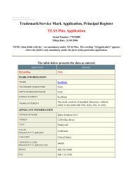 Trademark/Service Mark Application, Principal Register TEAS Plus ...