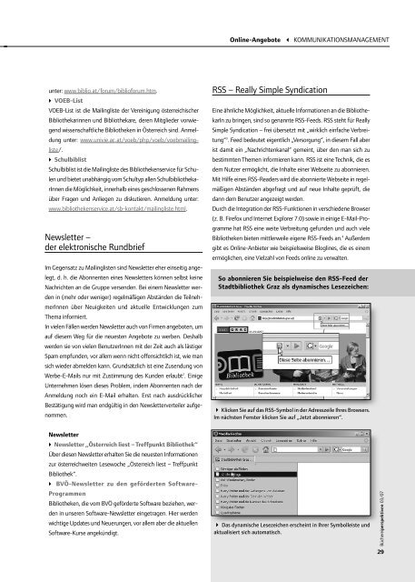 Online-Kommunikation in Bibliotheken - publikationen.bvoe.at