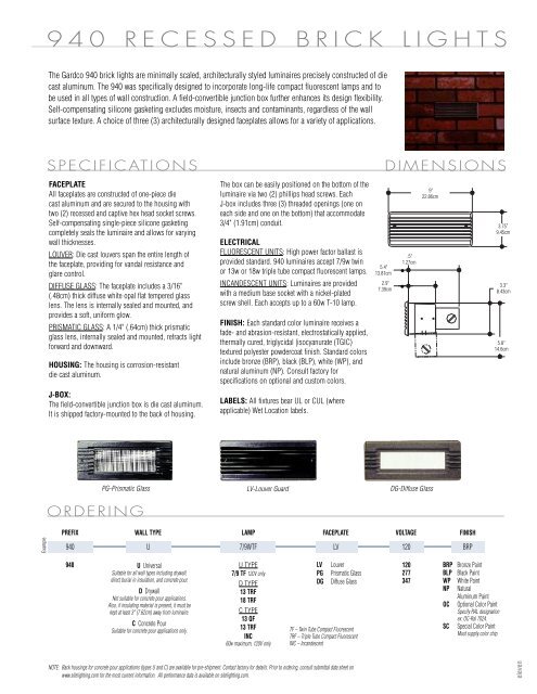 Gardco 94 LINE Step and Aisle Lights Brochure - Gardco Lighting