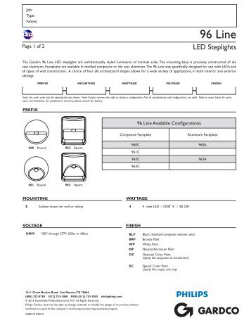 96 Line LED Steplights - Submittal Data Sheet - Gardco Lighting