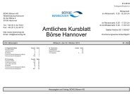 Amtliches Kursblatt Börse Hannover - Börsen AG