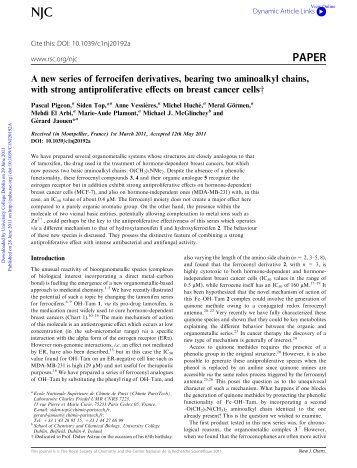 A new series of ferrocifen derivatives, bearing two aminoalkyl chains