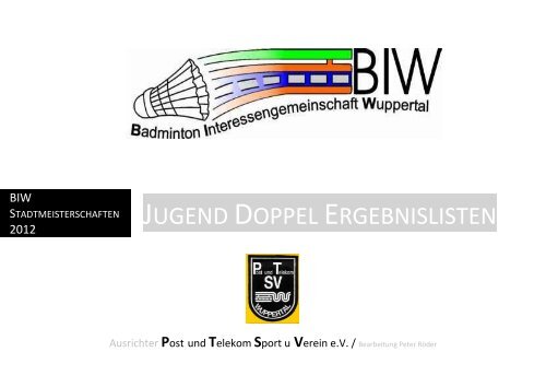 Wuppertaler Stadtmeisterschaften 2012 / Ergebnisse Jugend ...