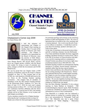 Small Chapter of the Year - NCMS - Channel Islands Chapter