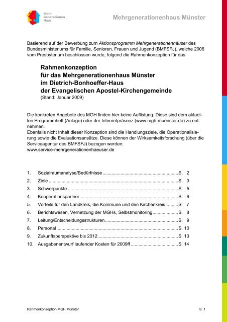 Mehrgenerationenhaus Münster Rahmenkonzeption für das - aktuell
