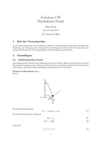 Praktikum I PP Physikalisches Pendel - hanno-rein.de