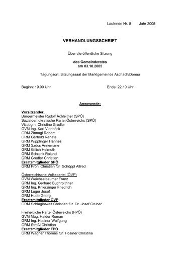 Gemeinderatssitzung 2005-10-03 - .PDF - Aschach an der Donau