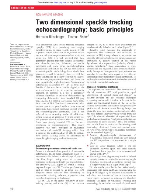 echocardiography: basic principles Two dimensional speckle tracking