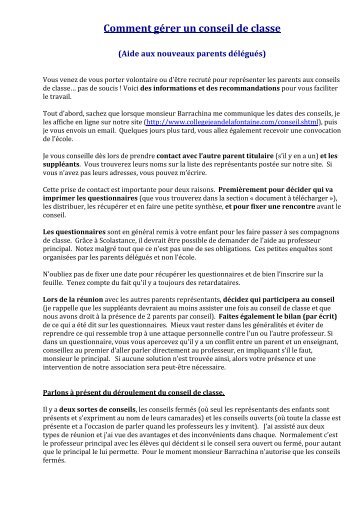 Comment gérer un conseil de classe - page d'accueil de l ...