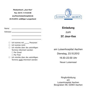 Einladung zum 37. Jour-fixe - Luisenhospital