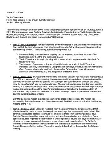 January 23, 2009 - Mena Public Schools