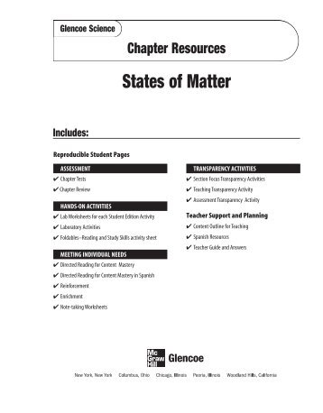Chapter 22 Resource: States of Matter