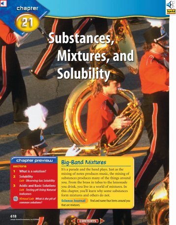 Chapter 21: Substances, Mixtures, and Solubility