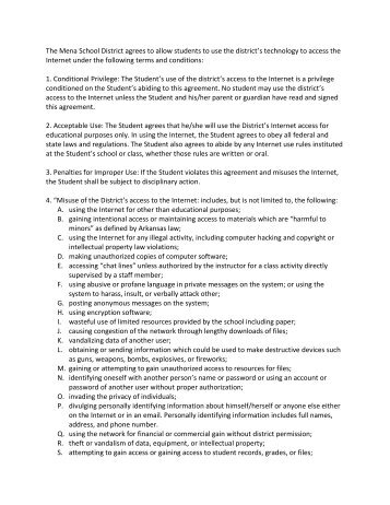 The Mena School District agrees to allow students to use the ...