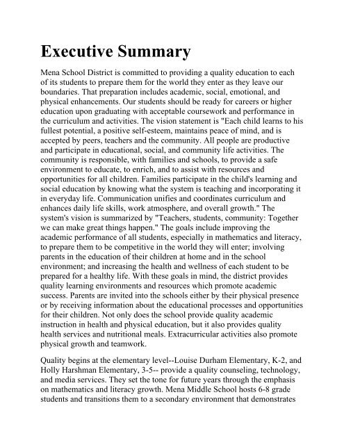Executive Summary - Mena School District