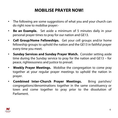 MOBILISING PRAYER FOR GENERAL ELECTIONS 2013 - NECF