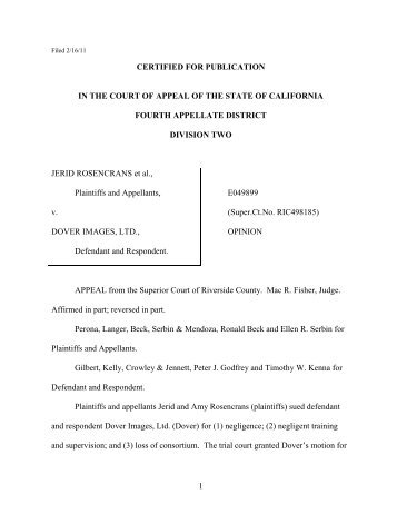 1 CERTIFIED FOR PUBLICATION IN THE COURT OF ... - FindLaw