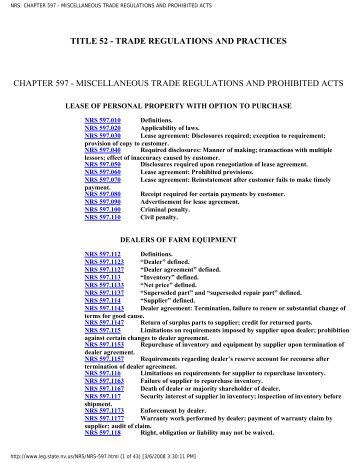 nrs: chapter 597 - miscellaneous trade regulations and prohibited acts