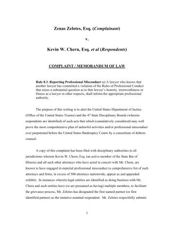 Zenas Zelotes, Esq. (Complainant) - Lawyers USA Online