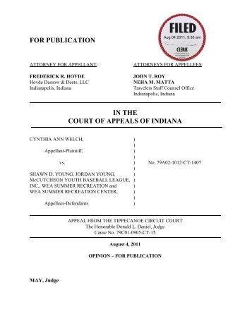 Cynthia Ann Welch v. Shawn D. Young, et al. - State of Indiana