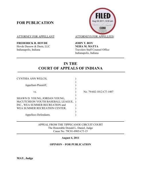 Cynthia Ann Welch v. Shawn D. Young, et al. - State of Indiana