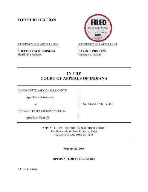 David and Nichelle Gertz v. Douglas and Susan ... - State of Indiana