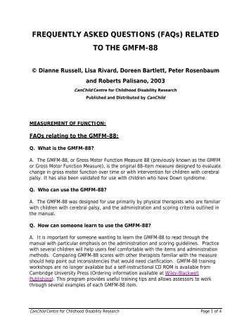 GMFM-88 - Motor Growth Measures - CanChild Centre for ...