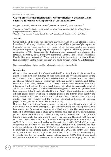 Gluten proteins characterization of wheat varieties - hr