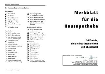 Merkblatt für die Hausapotheke - Markt-Apotheke in Luckau