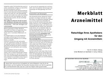 Merkblatt Arzneimittel - Apotheke an der Dahme