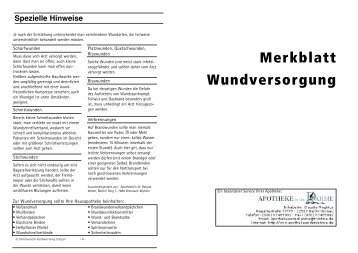 Merkblatt Wundversorgung - Apotheke an der Dahme