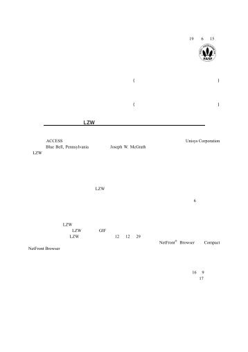 米ユニシス社とのLZW特許ライセンス契約に関する係争の和解 ... - Access