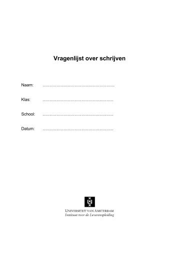 Vragenlijst over schrijven