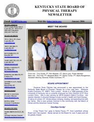 Newsletter January 2006 - Kentucky Board of Physical Therapy