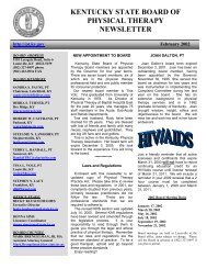 Newsletter February 2002 - Kentucky Board of Physical Therapy