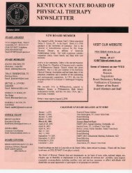 Newsletter Winter 2000 - Kentucky Board of Physical Therapy