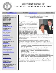 Newsletter January 2010 - Kentucky Board of Physical Therapy