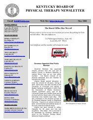 Newsletter May 2008 - Kentucky Board of Physical Therapy