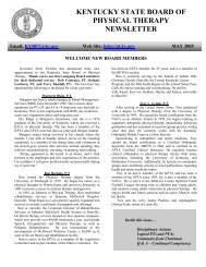 Newsletter May 2005 - Kentucky Board of Physical Therapy