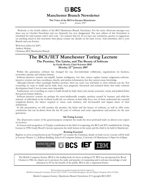 The BCS/IET Manchester Turing Lecture - Manchester Branch