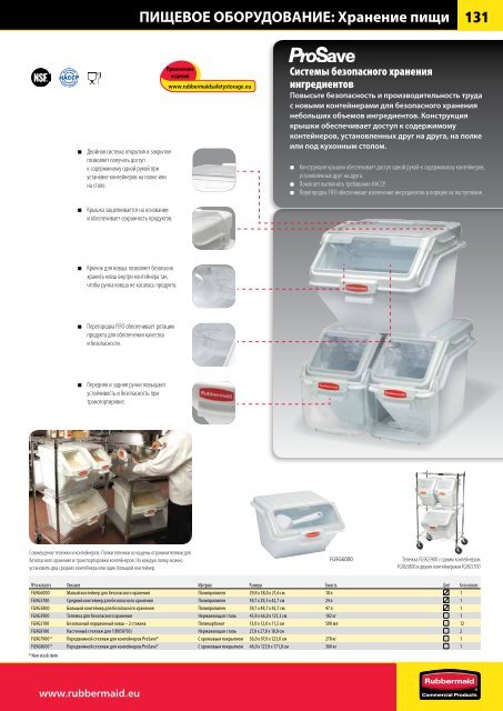 ПИЩЕВОЕ ОБОРУДОВАНИЕ: Обслуживание - Rubbermaid ...