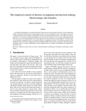 The empirical content of theories in judgment and decision making ...