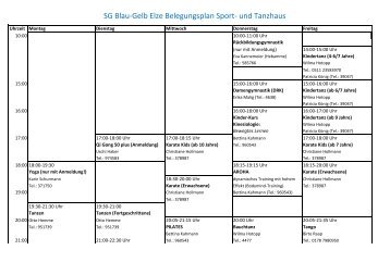 SG Blau-Gelb Elze Belegungsplan Sport- und Tanzhaus - SportEngine