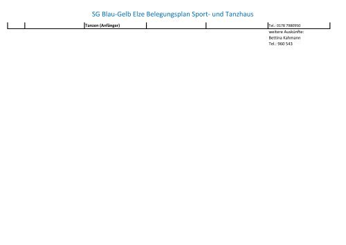 SG Blau-Gelb Elze Belegungsplan Sport- und Tanzhaus - SportEngine