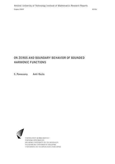 on zeros and boundary behavior of bounded harmonic functions