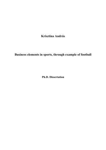 Krisztina András Business elements in sports, through example of ...