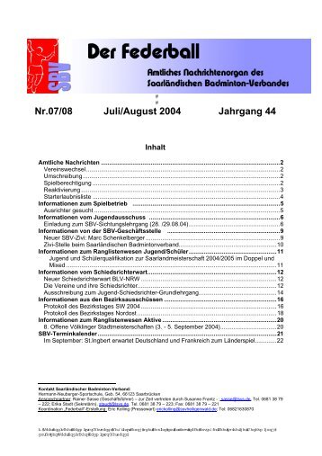 Informationen vom Jugendausschuss - Saarländischer ...